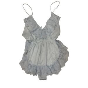 Vintage 1970’s Baby Blue Nylon and Lace Nightgown By Cine Star. Size S.